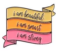 Funny Enamel Pin "I Am Beautiful" - Quote Lapel Pin for Clothes, Klein, Non-precious metal