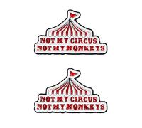 Funny Enamel Pin Set of 2 - Not My Circus Not My Monkeys Quote Badge, Circus Tent Design, Alloy Material, Humor Gift for Jacket Backpack Hat