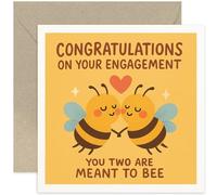 Funny Engagement Card For Couples - Meant To Bee Design - Cute Cartoon Bees Illustration - Sweet Humorous Card For Fiance Fiancee - Blank Inside With Envelope