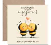 Funny Engagement Card for Couples - Meant To Bee Loving Bees - Congratulations Gifts, Congrats Well Done Card for Colleague Friends Neighbour Family, 145mm Joke Fiance Fiancee Greeting Cards
