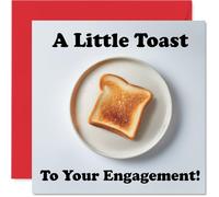 Funny Engagement Card - Pun-filled Congratulations - Toast Motif with Playful Bread Illustration - 145mm Square, Envelope Included