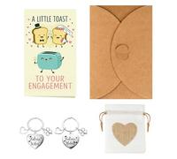 Funny Engagement Card Set, Includes Engagement Cards for Couples with Two Heart Keyrings, Humorous Notes and Creative Keepsakes, Great Personalised Engagements Cards for Newly Engaged Couples