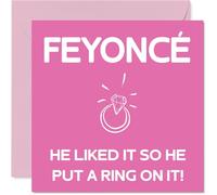 Funny Engagement Cards for Couples - Feyonce Put A Ring On It - Congratulations Happy Engagement Gifts, Joke Congrats Card, 145mm Banter Wedding Marriage Greeting Cards for Fiance Fiancee