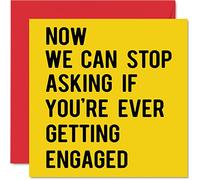 Funny Engagement Cards for Couples - Stop Asking - Congratulations Happy Engagement Gifts, Joke Congrats Card, 145mm Banter Wedding Marriage Greeting Cards for Fiance Fiancee