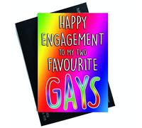 Funny Engagement Cards Gay Engagement Cards Friend Cards Happy Engagement to My Two Favourite Gays Funny Cards Gay Pride Congrats Card PC550