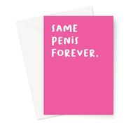 Funny Engagement Cards | Quirky Illustrated Pun Cards For Engaged Couple (Same Penis Forever. Card)