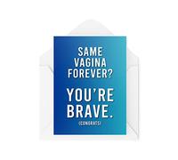 Funny Engagement Cards Wedding Card Love Same Vagina Forever Brave Congratulations Greeting Witty Humour Laughter Banter Joke Fun CBH70