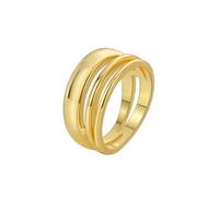 Funny Engagement Ring, Gold Wedding Ring Wide Multilayer 18K Yellow Gold Size N 1/2