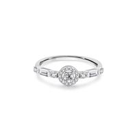 Funny Engagement Ring, Lab Grown Diamond Anniversary Rings for Women Geometric Silver with Round Shape Lab Created Diamond 14K White Gold Size P 1/2