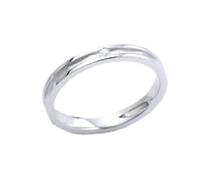 Funny Engagement Ring, Matching Promise Rings Silver with 0.02Ct Diamond Pt950 Size H 1/2