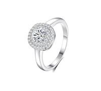 Funny Engagement Ring, The Wedding Ring Halo with 0.5ct Round Moissanite 14K White Gold Size S 1/2