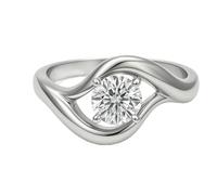 Funny Engagement Ring, V Wedding Band Solitaire with Moissanite White Gold Platinum 950 Size O 1/2