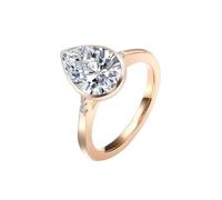 Funny Engagement Ring, Wedding Band Thin with Teardrop Moissanite 3Ct 18K Yellow Gold Size T 1/2