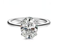 Funny Engagement Ring, White Gold Bands for Women Solitaire with Oval Moissanite Platinum 950 Size K 1/2