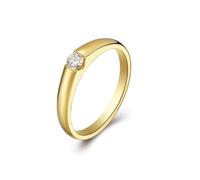 Funny Engagement Ring, Yellow Gold Anniversary Rings for Women 9K Gold with 0.1Ct Diamond Size I 1/2