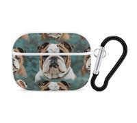 Funny English Bulldog AirPod Pro Case, Anti Scratch Hard PC Cover with Keychain, AirPod Pro 2nd/1st Case Accessories for Women Men, White-Style