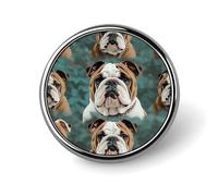 Funny English Bulldog Badges Circle with Button Design, Personalized Picture Pin Brooches, Round Badge Holders for Decorate Hat Shirt Clothing Bag Accessories