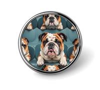 Funny English Bulldog Button Pin Round Alloy Lapel Pins Badges Novelty Funny Enamel Pins Button Lapel Personalized Pinback Button Badges Cute Brooche Pin for Backpacks Jackets Bags