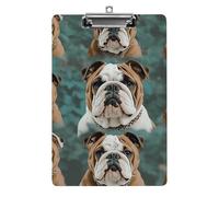 Funny English Bulldog Clipboard with Hanging Hole, 8.5" X 12.5" Standard A4 Acrylic Clipboard Ultra Lightweight & Shatterproof Paper Holder for Office, Home