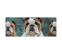 Funny English Bulldog Desk Mat 30x80cm, Non-Slip Rubber Base with Stitched Edges, Waterproof Desk Pad for Keyboard & Mouse, Large Mouse Pad for Office Gaming