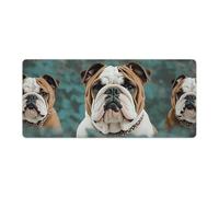 Funny English Bulldog Desk Mat 40x90cm, Non-Slip Rubber Base with Stitched Edges, Waterproof Desk Pad for Keyboard & Mouse, Large Mouse Pad for Office Gaming