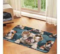 Funny English Bulldog Dog Food Mats for Floors, 16x24 Inch Non-Slip Super Absorbent Pet Food Mat, Dishwasher Dog Mat for Food and Water, Cute Rubber Quick Dry Pet Feeding Mat for Dogs Puppy Cats