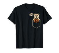 Funny English Bulldog Halloween Cute Dog Pocket Boo Pumpkin T-Shirt
