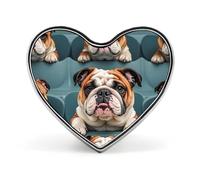 Funny English Bulldog Lapel Pin Elegant Heart Shape Brooch Badge Funny Personalized Pinback Button Badge Fashion Cute Heart Brooch Pins for Bag Jacket Clothes Accessories
