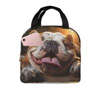 Funny English Bulldog Lunch Bag Handheld Bento Bag Picnic Miscellaneous Shopping Bag