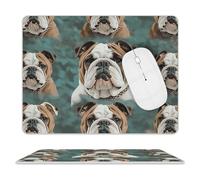 Funny English Bulldog Mouse Pad, 10 X 8 Inch PU Leather Mousepad with Smooth Surface, Square Waterproof Mouse Mat Non-Slip Ultra Thin Desk Pad for Gaming, Office & Home