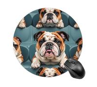 Funny English Bulldog Mouse Pad Round Laptop Mouse Mat Cute Computer Mousepad Keyboard Pad Non-Slip Desk Pads for Gaming Office Work Home