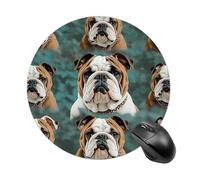 Funny English Bulldog Mouse Pad - Ultra Thin, 7.8 Inch Round Mousepad with Non-Slip Rubber Base, Waterproof Mouse Mat for Office, Gaming