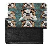 Funny English Bulldog Passport Holder Passport Wallet Document Organizer Protector PU Leather Card Slot Travel Accessories