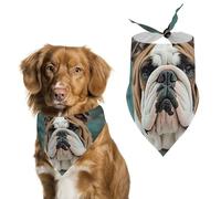 Funny English Bulldog Pet Scarf Adjustable Pet Accessories Triangular Scarf Washable Floral Print Puppy Bib Bandana Stylish Comfortable Cat Scarves for Holiday Scarfs
