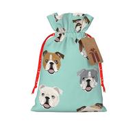 Funny English Bulldog Print Christmas Bag Festive Present Sack Xmas Drawstring Bags Party Decor Gift