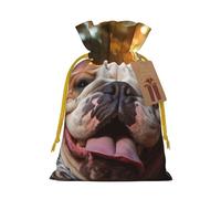 Funny English Bulldog Print Drawstring Gift Bags Packaging Party Candy Goodie Bag Xmas Presents Decor Holiday Giving