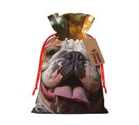 Funny English Bulldog Print Drawstring Gift Bags Packaging Party Candy Goodie Bag Xmas Presents Decor Holiday Giving