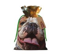 Funny English Bulldog Print Drawstring Gift Bags Packaging Party Candy Goodie Bag Xmas Presents Decor Holiday Giving