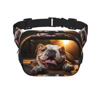 Funny English Bulldog Print Fanny Pack for Women Men Waist Bag with Adjustable Strap for Travel Hiking Cycling