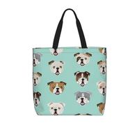 Funny English Bulldog Print Fashion With Zip Shoulder Bag Casual Handbag Shopper Bag For Work Travel