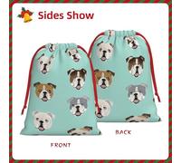 Funny English Bulldog Print Gift Reusable Bag Drawstring Festive Birthday Presents Daily Storage Office Supplies