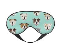 Funny English Bulldog Print Silk Like Sleep Eye Mask Comfortable Blindfold Adjustable Soft Eye mask for Sleep