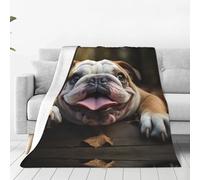 Funny English Bulldog Print Throw Blanket Fall Sofa Blanket Soft Warm Flannel Blankets Bedroom Decor Bed Couch Chair