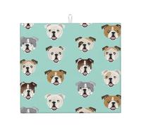 Funny English Bulldog Print Upgrade Draining Mat, Soft Polyester Dish Drying Mat for Kitchen Drainers for Kitchen Utensils