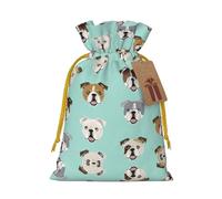 Funny English Bulldog Printed Drawstring Gift Bags,Various Sizes, Bulk Plastic Packaging Bags