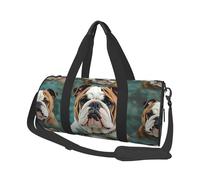 Funny English Bulldog Travel Duffle Bag Carry On Weekender Overnight Bag Sport Gym Bag for Women Men Foldable Travel Duffle Round Duffle Bag for Travel Sports Gym, Black, One Size