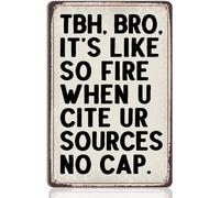Funny English Classroom Decor - Cite Your Sources Meme Tin Sign, No Plagiarism Wall Art for College & High School, 8x12 Inch