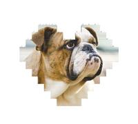 Funny English dog Printed Jigsaw Puzzle 10.8x12.8 CM, Heart-Shaped Puzzle Challenging Game for Adults, Fun Decorative Wall Decor