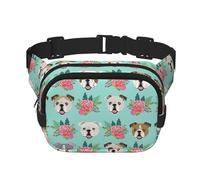 Funny English Dog Square Double-Layer Waist Bag Mini Adjustable Waist Belt Bag Exercise Running Travel Hiking, Black, One Size