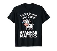 Funny English Grammar Matters Cow Punctuation Save Life T-Shirt